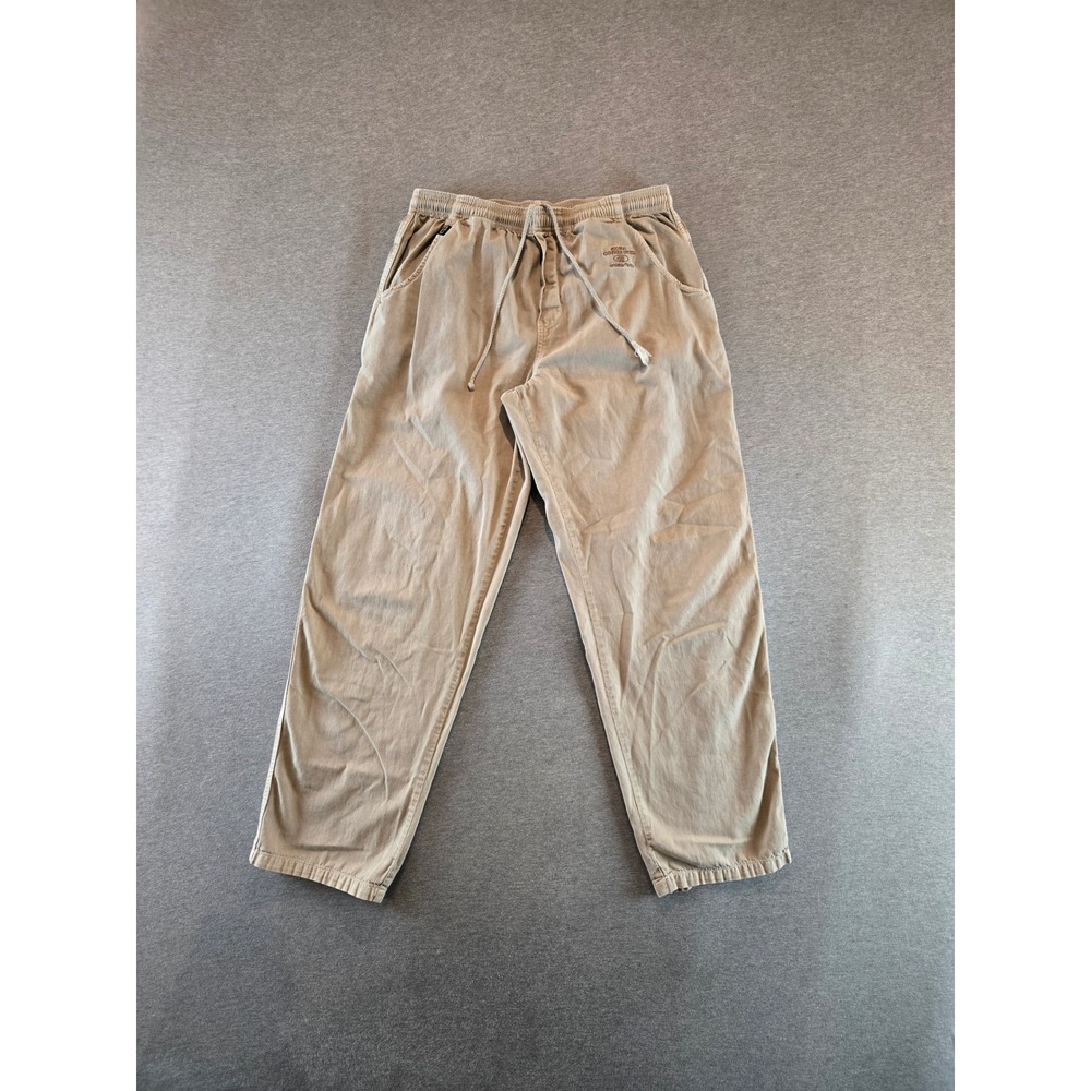 Crazy Shirts Kona Coffee Dyed Pants Mens Large Tan Elastic Waist Hawaii Original